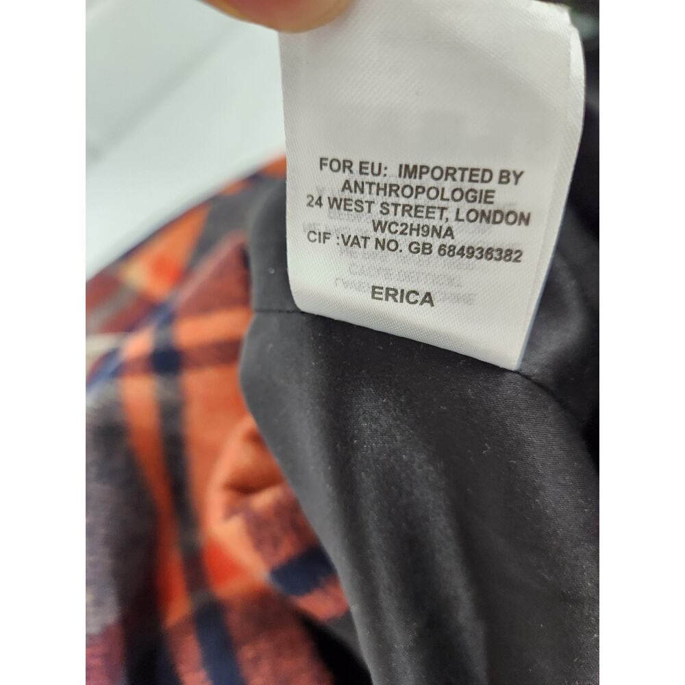 Anthropologie Andersen & Lauth Annie Capelet Erica, One Size, Orange/Navy Plaid - Picture 15 of 15